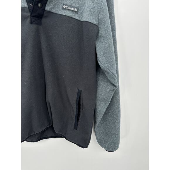 Columbia Pullover Men MEDIUM Grey Black Fleece Quarter Snap Long Sleeve - Picture 4 of 9
